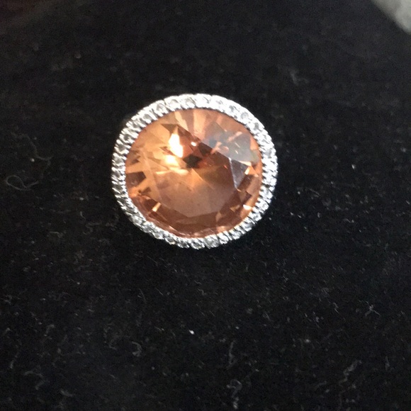 Citrine & Diamond Halo Statement Ring - Picture 4 of 9